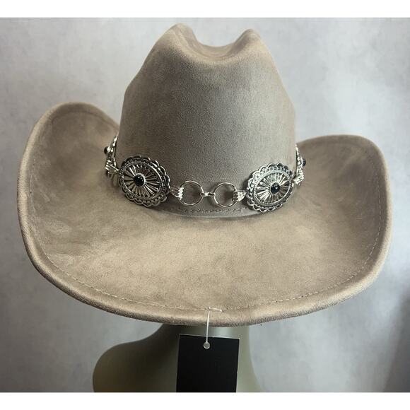 ILLUMA Western Hat Cowboy / Cowgirl Silvertone Concho Band Polyester Felt NWT main image 4